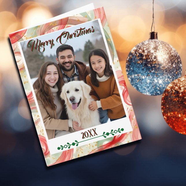 Cartão De Festividades Family Photo Christmas Festive Holiday Card (Criador carregado)