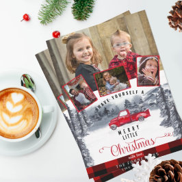 Cartão De Festividades Family Photo Collage, Plaid, Christmas, Red Truck