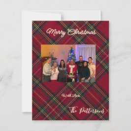 Cartão De Festividades Family Photo plaid Christmas Flat Holiday Card
