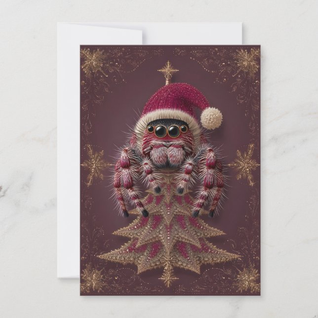 Cartão De Festividades Fancy Jumping Spider Christmas Cards (Frente)