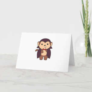 Cartão De Festividades Fantasia de macaco de Halloween, diabinho fofo par