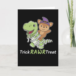 Cartão De Festividades Fantasia de Múmia T-rex para Veado no Halloween