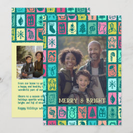 Cartão De Festividades Fantasia de Natal Grid Bonito Personalizado 3 FOTO