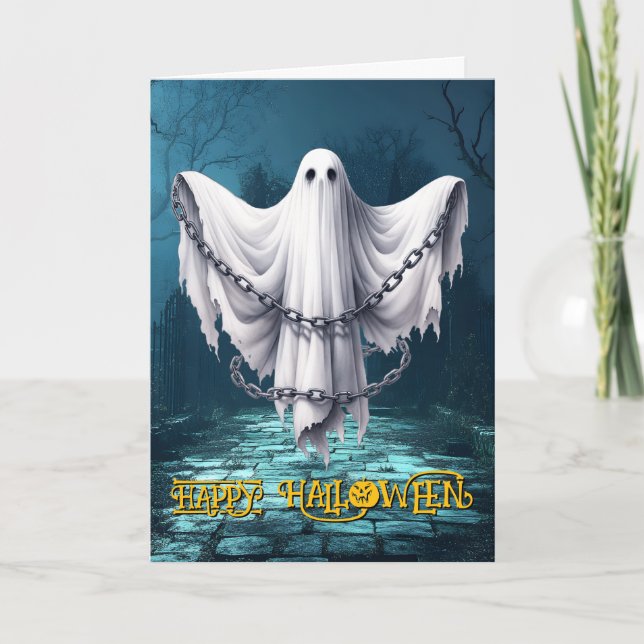 Cartão De Festividades Fantasma Assombrado Espiritismo Halloween (Frente)