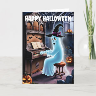Cartão De Festividades fantasma tocando órgão