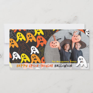 Cartão De Festividades Fantasmas Assustadores Feliz Halloween Foto de Cri