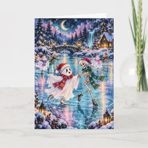 Cartão De Festividades Fantasmas de Patinação no Gelo e Creepmas de Esque