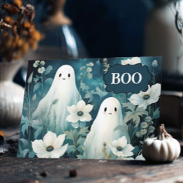 Cartão De Festividades Fantasmas Florais Melancólicos Halloween