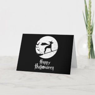 Cartão De Festividades Fantástico Traje de Halloween Bruxa Amante de Cães