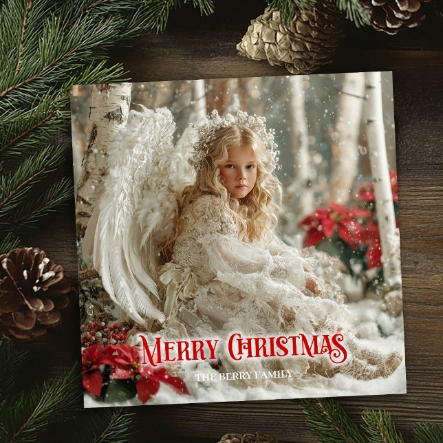 Cartão De Festividades Fantasy angelic angel red gold festive magical  (Fantasy angelic angel red gold festive magical card)