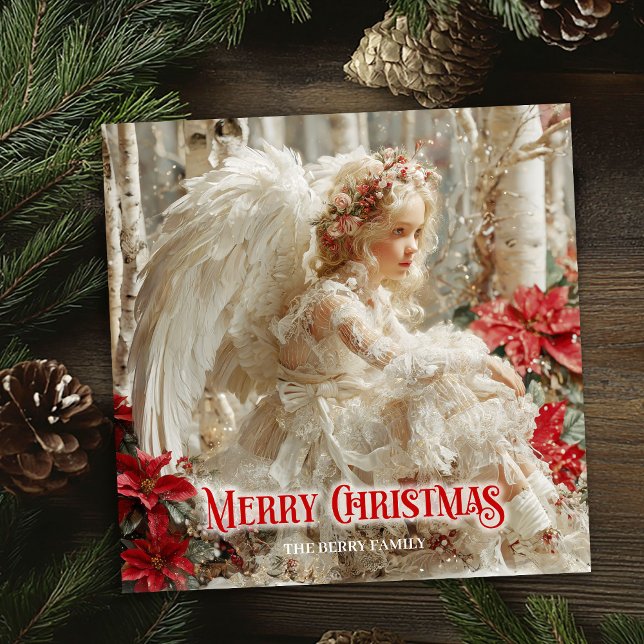 Cartão De Festividades Fantasy angelic angel red gold festive shining  (Fantasy angelic angel red gold festive shining card)
