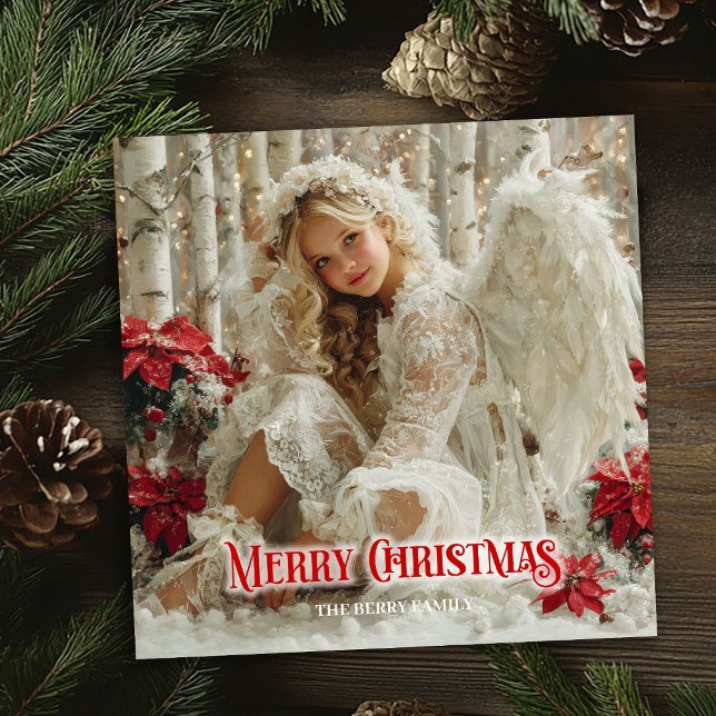 Cartão De Festividades Fantasy Victorian angel red and gold festive card (Fantasy Victorian angel red and gold festive greeting card

)