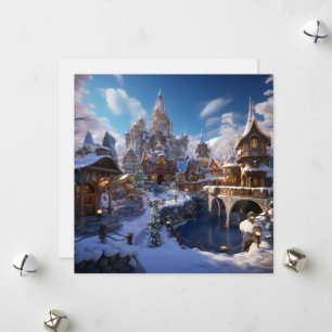 Cartão De Festividades Fantasy Winter City