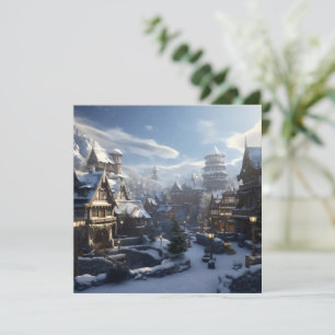 Cartão De Festividades Fantasy Winter Town