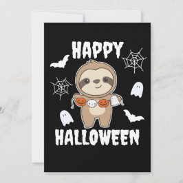 Cartão De Festividades Fardo de Preguiça Fantasia de Halloween Abóbora Mo