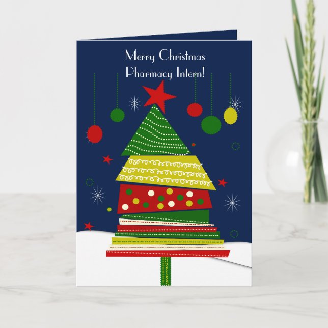 Cartão De Festividades Farmácia Placas natalinas nº 7 Design de árvore (Frente)