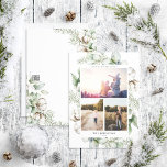 Cartão De Festividades Farmhouse Christmas Greenery 3 Photo Holiday Card<br><div class="desc">Apresentando nosso novo cartão de Natal da Farmhouse Greenery 3 Photo Holiday! Este belo cartão apresenta duas fotos horizontais e verticais, perfeitamente dispostas com um arranjo moderno e solto da armação de algodão verde-claro de inverno. É facilmente personalizado e todos os campos de texto podem ser editados de acordo com...</div>