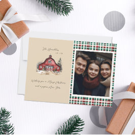 Cartão De Festividades Farmhouse Country Christmas One Photo