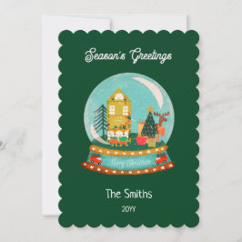 Cartão De Festividades Farmhouse Feliz Natal Globe Papais noeis Deer