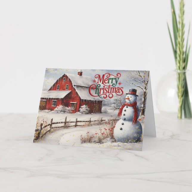 Cartão De Festividades Farmhouse Rustic Christmas Card (Frente)