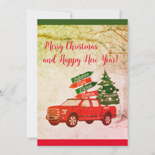 Cartão De Festividades Farmhouse Rustic Vintage Red Truck Feliz Natal