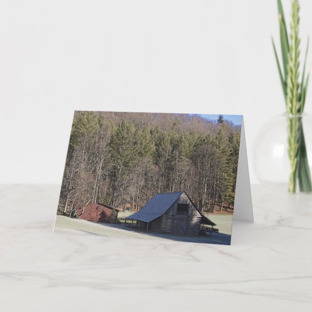 Cartão De Festividades Farmstead do inverno (Frente)