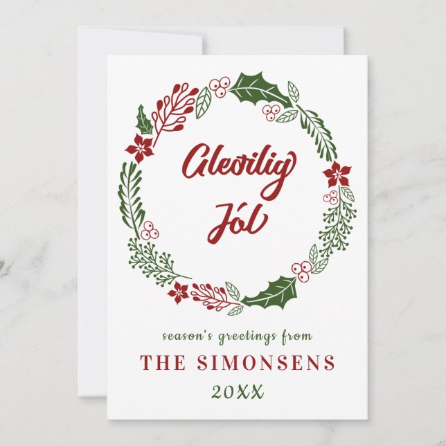 Cartão De Festividades Faroese Feliz Natal, Personalizado (Frente)