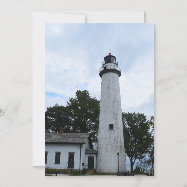 Cartão De Festividades Farol Pointe Aux Barcas em um (Frente)