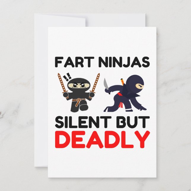Cartão De Festividades Fart Ninjas Silencioso, Mas Mortal (Frente)