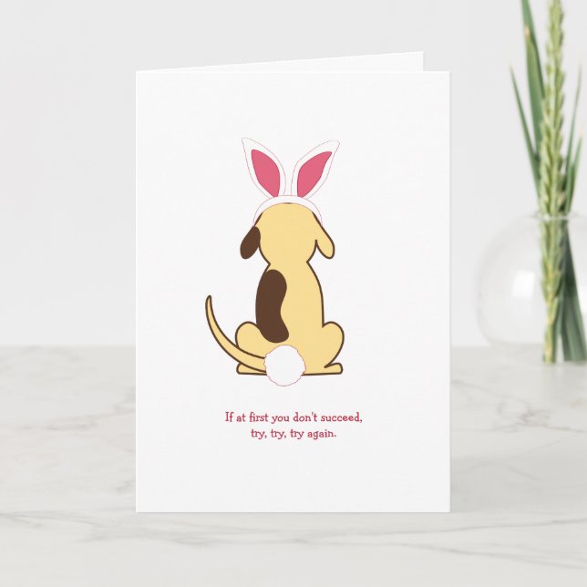 Cartão De Festividades Fat Dog auditions to be Easter Bunny greeting card (Frente)