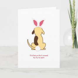 Cartão De Festividades Fat Dog auditions to be Easter Bunny greeting card
