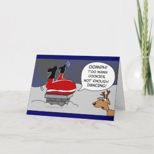 Cartão De Festividades Fat Stuck Papais noeis Engraçados Cartografia de d