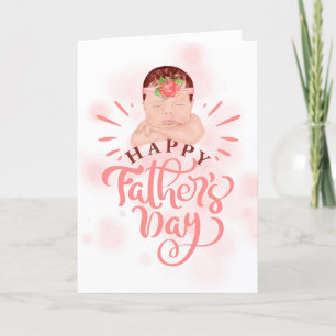 Cartão De Festividades Father's Day Cute Baby Girl in Peach and Brown