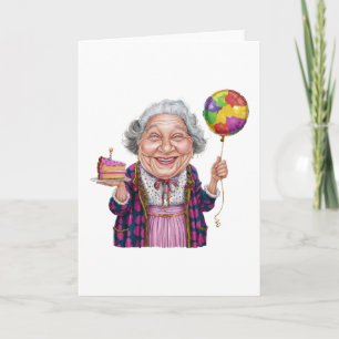 Cartão De Festividades Fatia de Bolo de Aniversário da Nana Humorística