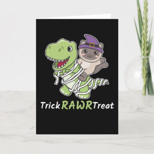 Cartão De Festividades Fatia de Gato Rawr Traje de Múmia T-rex