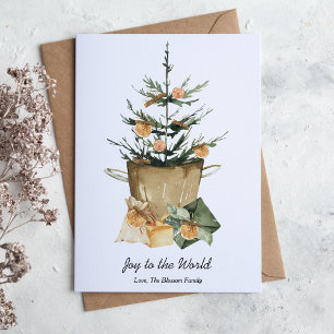 Cartão De Festividades Fatias de Laranja de Aquarela Elegantes com Canela