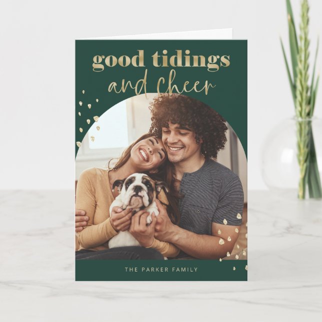 Cartão De Festividades Faux alegre Dourado | Um Natal para o Arco Fotográ (Frente)