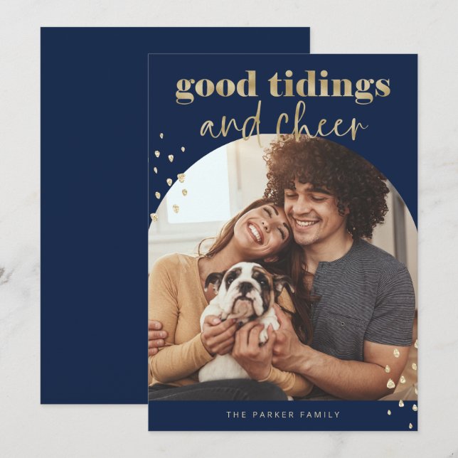 Cartão De Festividades Faux alegre Dourado | Um Natal para o Arco Fotográ (Frente/Verso)