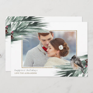 Cartão De Festividades Faux Dourado Feliz Feriados de inverno Verde