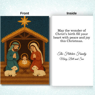 Cartão De Festividades Faux Latch Hook Christmas Nativity Scene