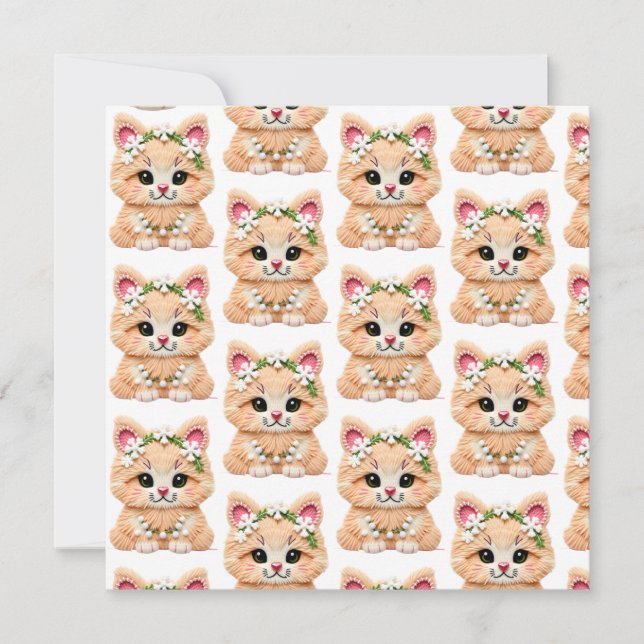 Cartão De Festividades Faux Yarn Notch-Hook Christmas Cat – Cozy Holiday  (Frente)