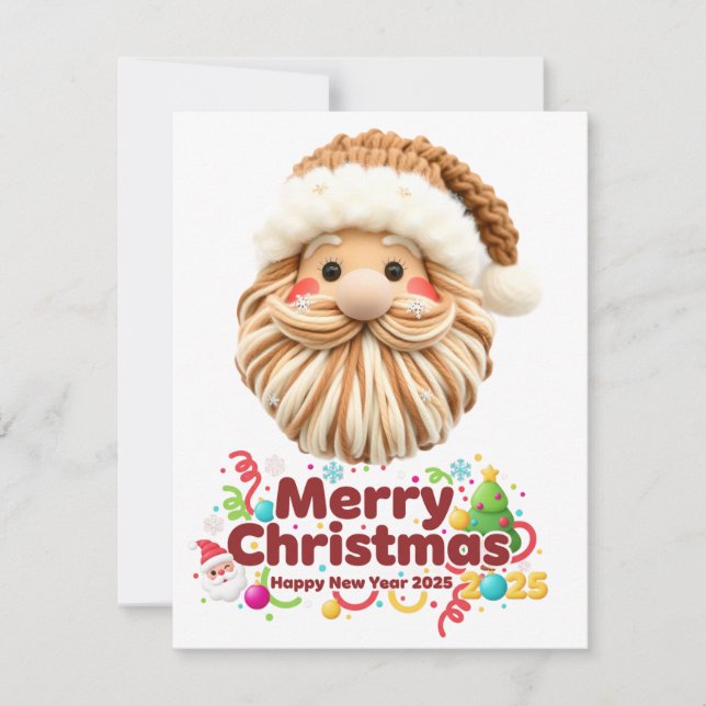 Cartão De Festividades faux yarn pattern, notch-hook style, textured (Frente)