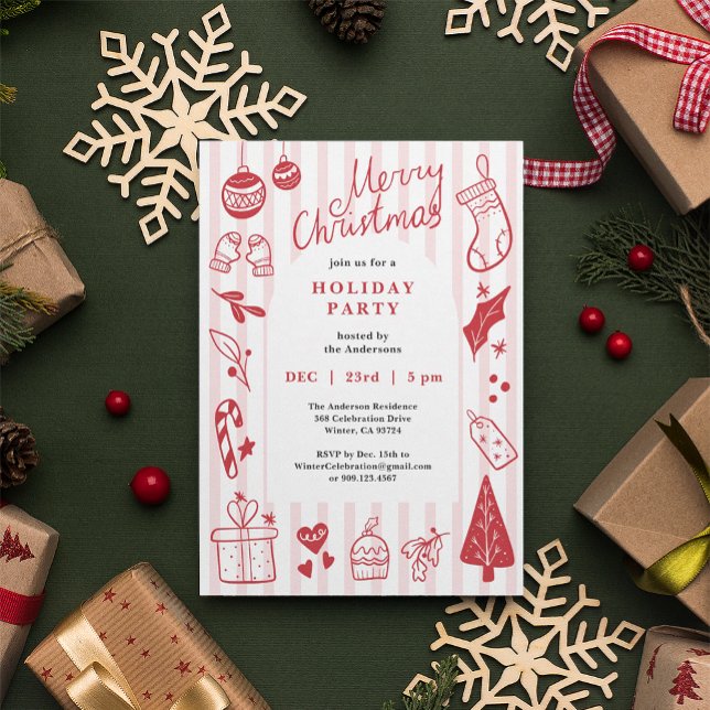 Cartão De Festividades Favorite Things Red Christmas Party Invitation (Criador carregado)