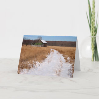 Cartão De Festividades Fazenda antiga no inverno
