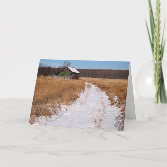 Cartão De Festividades Fazenda antiga no inverno (Frente)