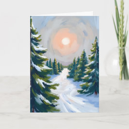 Cartão De Festividades Fazenda de Árvore de Natal Aquarela