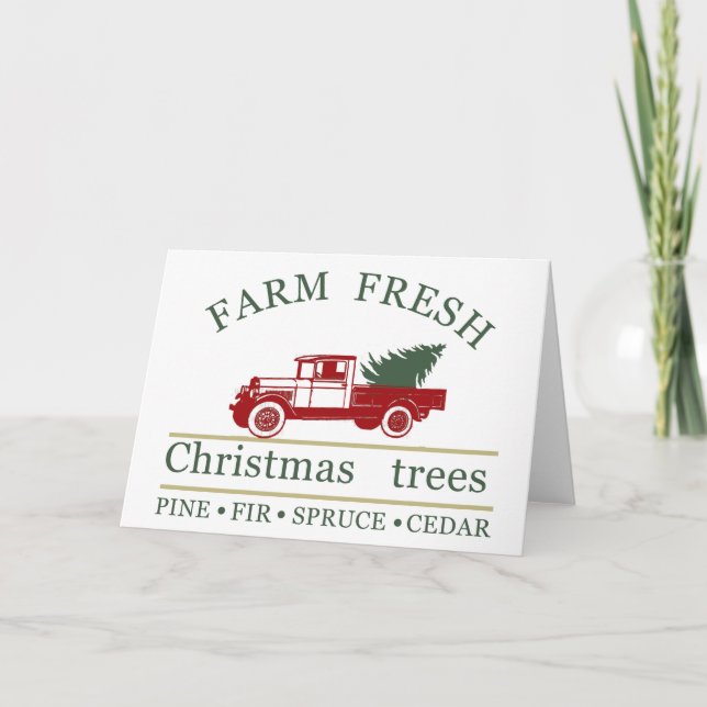 Cartão De Festividades Fazenda de pinheiro-do-pinheiro-vermelho-clássico, (Frente)