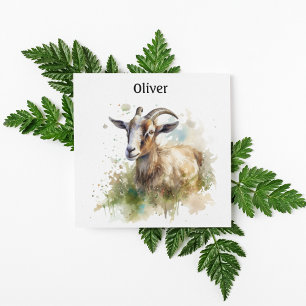 Cartão De Festividades Fazenda em Aquarela Cabra, personalizado