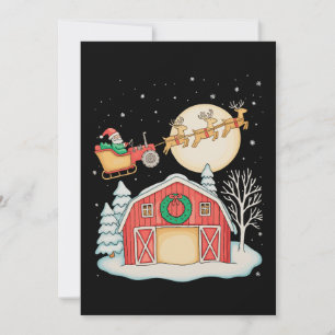 Cartão De Festividades Fazenda Trator Papai Noel Fazendeiro Natal Agricul