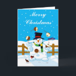 Cartão De Festividades Fazendo malabarismo com Snowman<br><div class="desc">Fazendo malabarismo com Snowman</div>